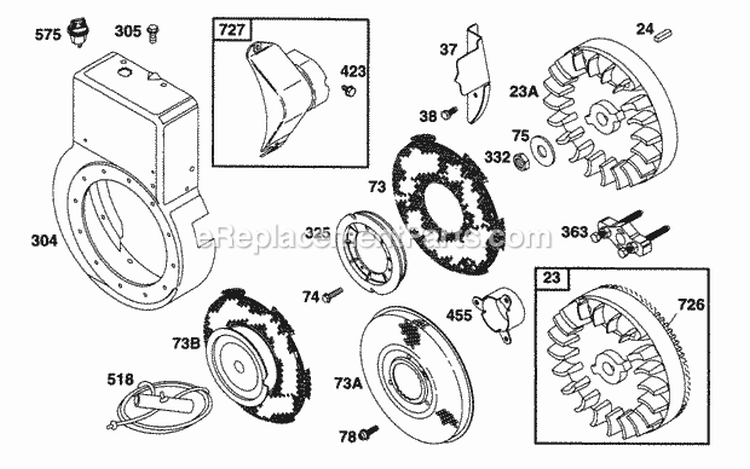 Blower Hsg FlywheelScreens Diagram and Parts List for  Briggs and Stratton Engine